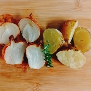 小玉葱とキタアカリのオーブン焼き